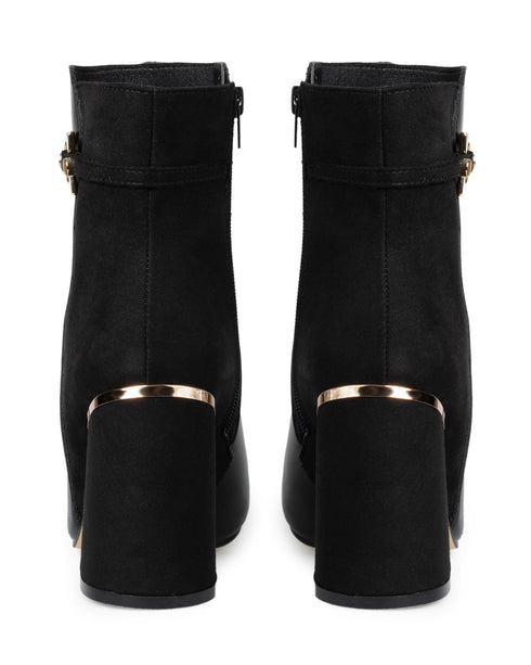 Botín Negro Picudo Broche Oro 7002